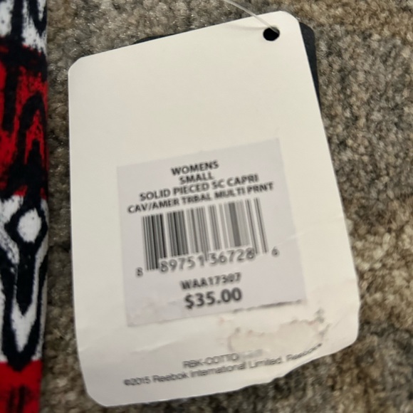 🎅🏻 REEBOK SPORT STRETCH COTTON TIGHT FIT CAPRI LEGGINGS SMALL NWT $35 - Picture 7 of 12